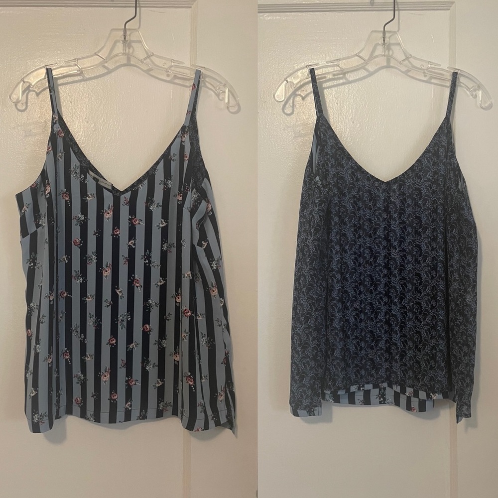 White House Black Market Reversible tank top blouse navy blue